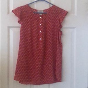 Red and white Loft blouse